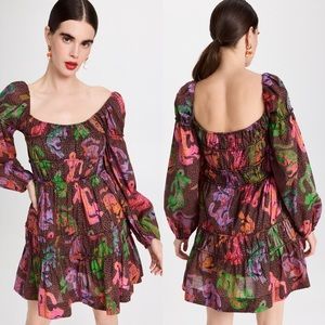 Farm Rio Wild Leopards Black Mini Dress